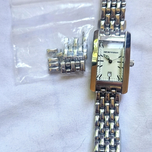 New Emporio Armani Silver Bracelet Watch Adjustable AR0102 Black Gift Box main image 4